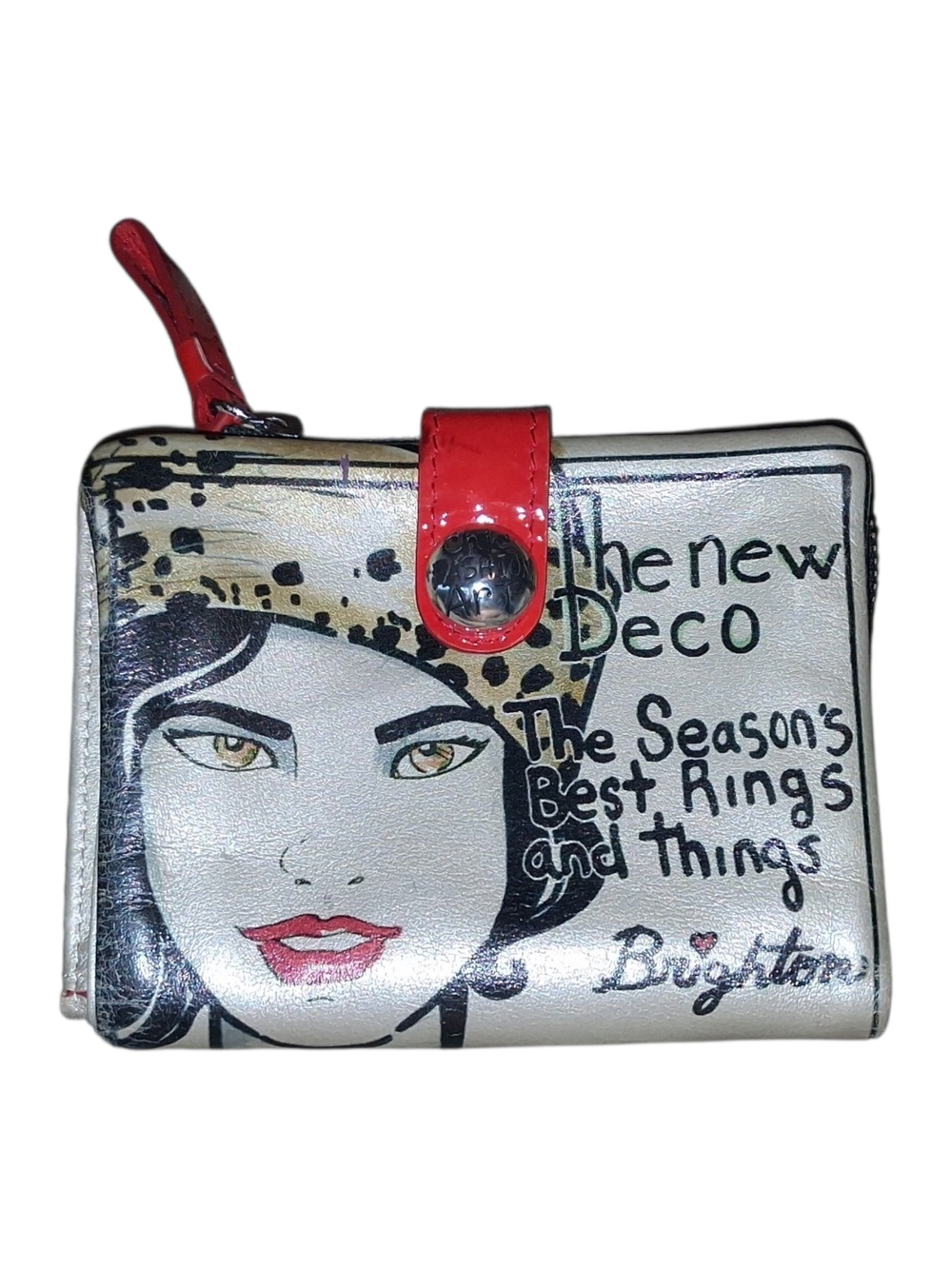 Brighton Fashionista Chic Fashion Art Zip Wallet Silver Fashion Illustration Red